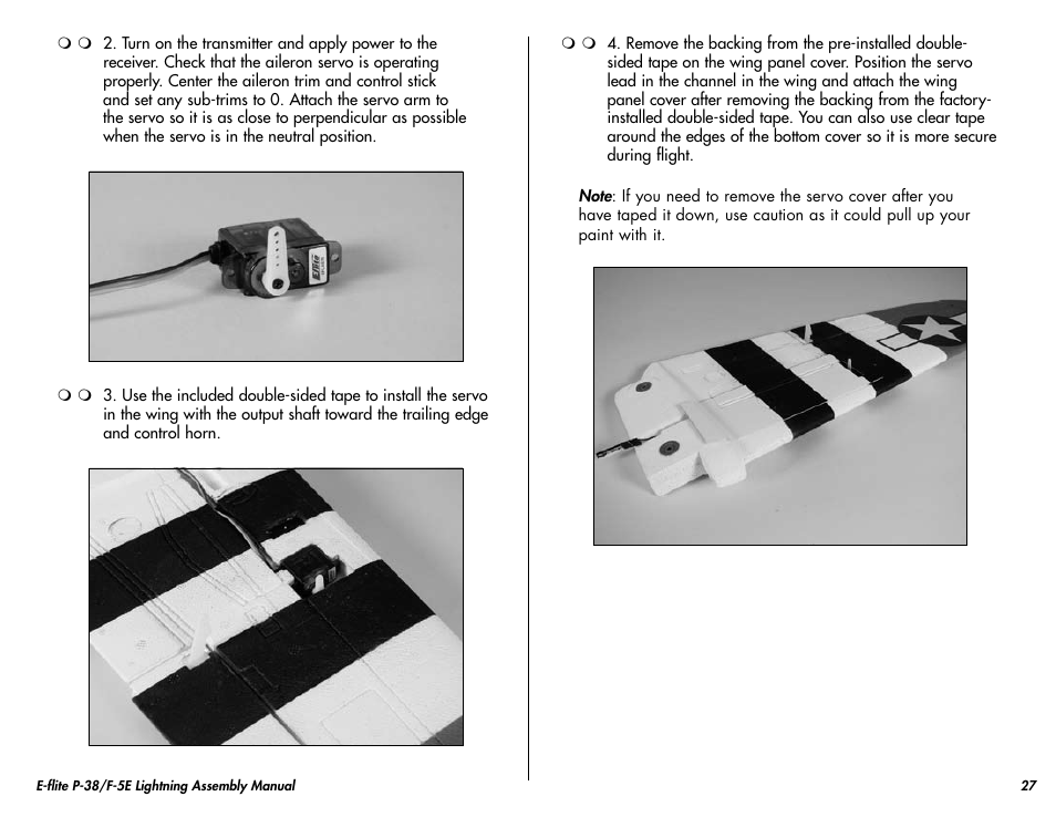 E-flite P-38/F-5E Lightning 400 ARF User Manual | Page 27 / 36