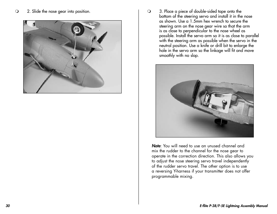 E-flite P-38/F-5E Lightning 400 ARF User Manual | Page 30 / 36