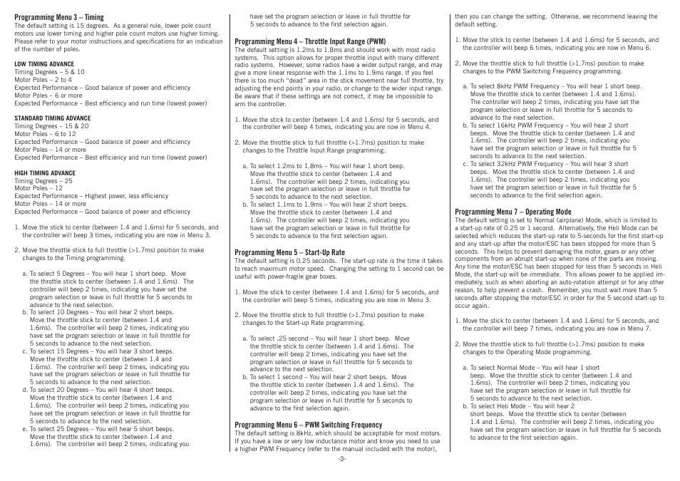 E-flite 40-Amp Pro Switch-Mode BEC Brushless ESC User Manual | Page 3 / 4