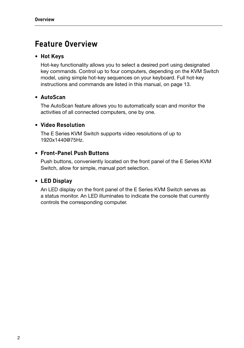 Overview feature overview, Feature overview | Belkin F1DB102P2 User Manual | Page 4 / 22