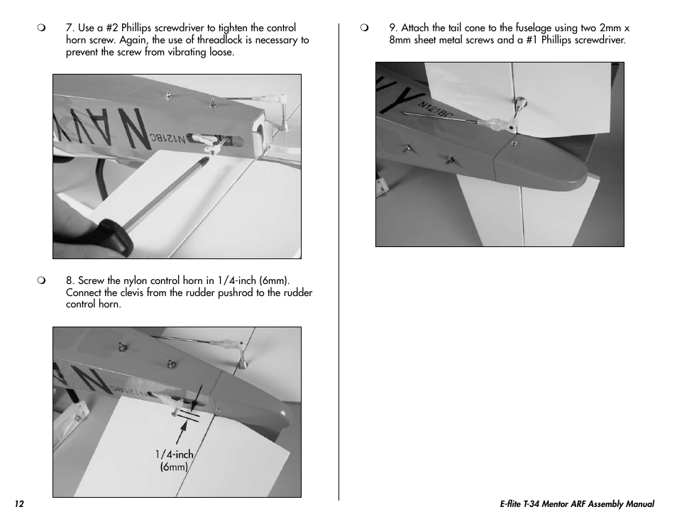 E-flite T-34 Mentor 25 ePTS RTF manual User Manual | Page 12 / 44