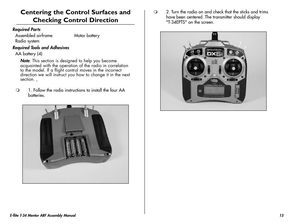 E-flite T-34 Mentor 25 ePTS RTF manual User Manual | Page 15 / 44