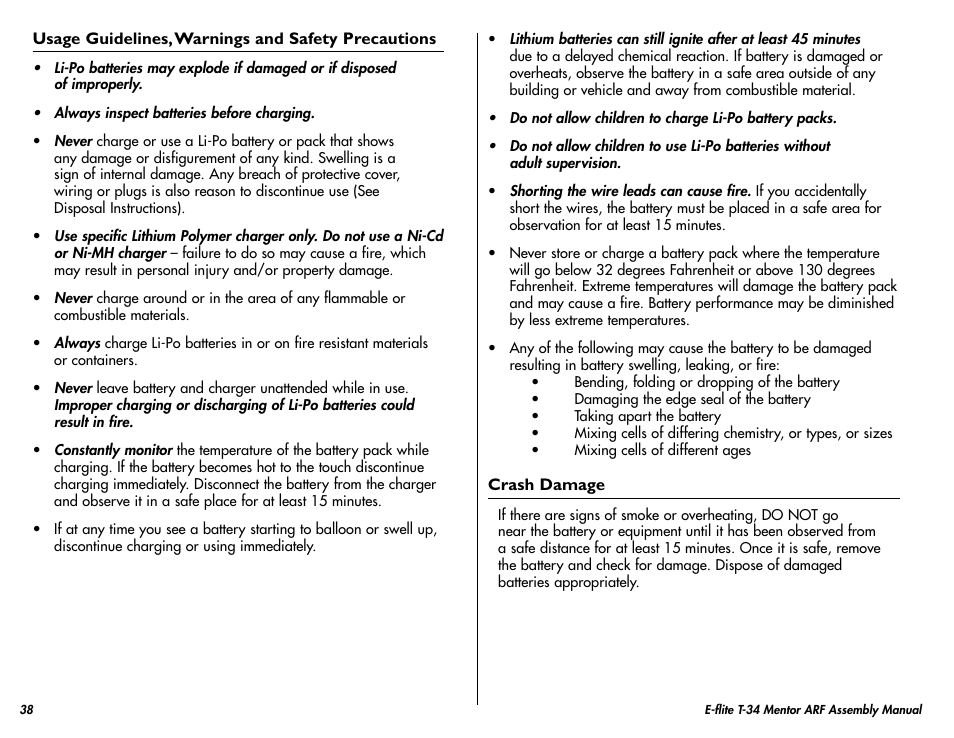 E-flite T-34 Mentor 25 ePTS RTF manual User Manual | Page 38 / 44