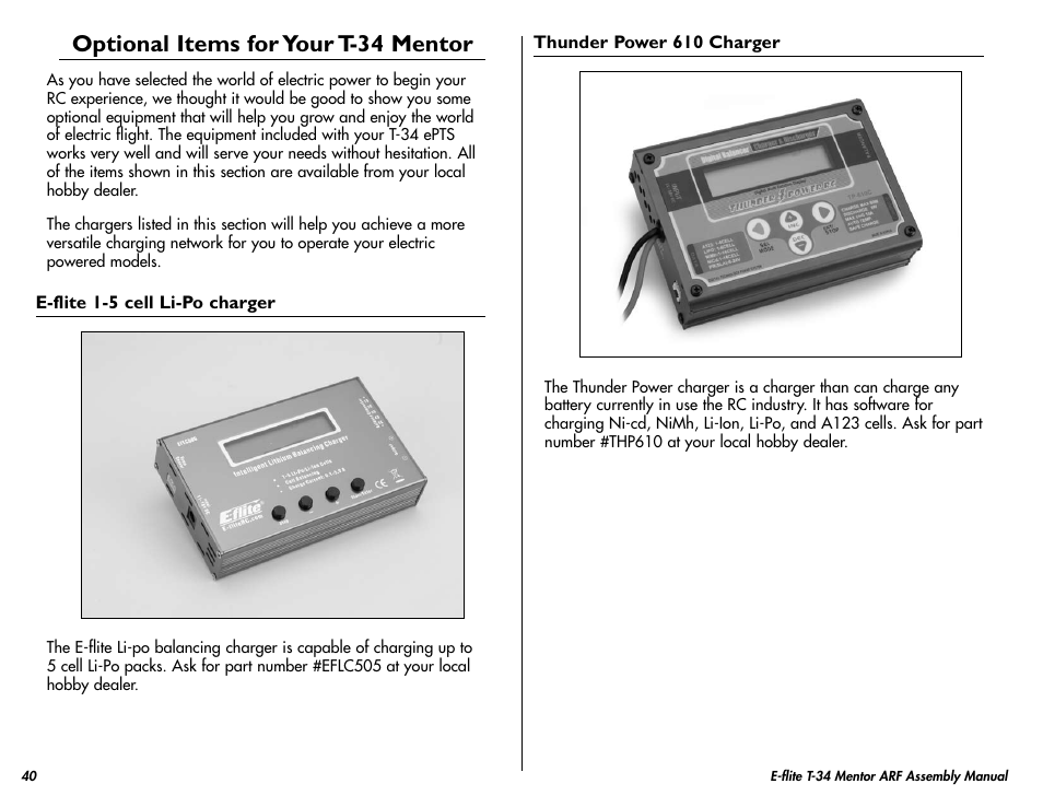 Optional items for your t-34 mentor | E-flite T-34 Mentor 25 ePTS RTF manual User Manual | Page 40 / 44