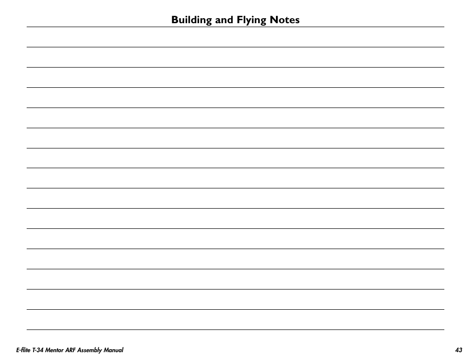 E-flite T-34 Mentor 25 ePTS RTF manual User Manual | Page 43 / 44