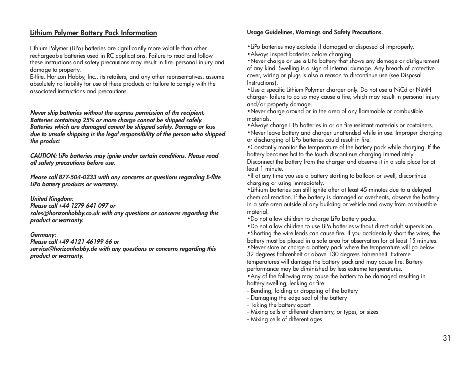 E-flite Pulse XT 25e ARF User Manual | Page 31 / 36