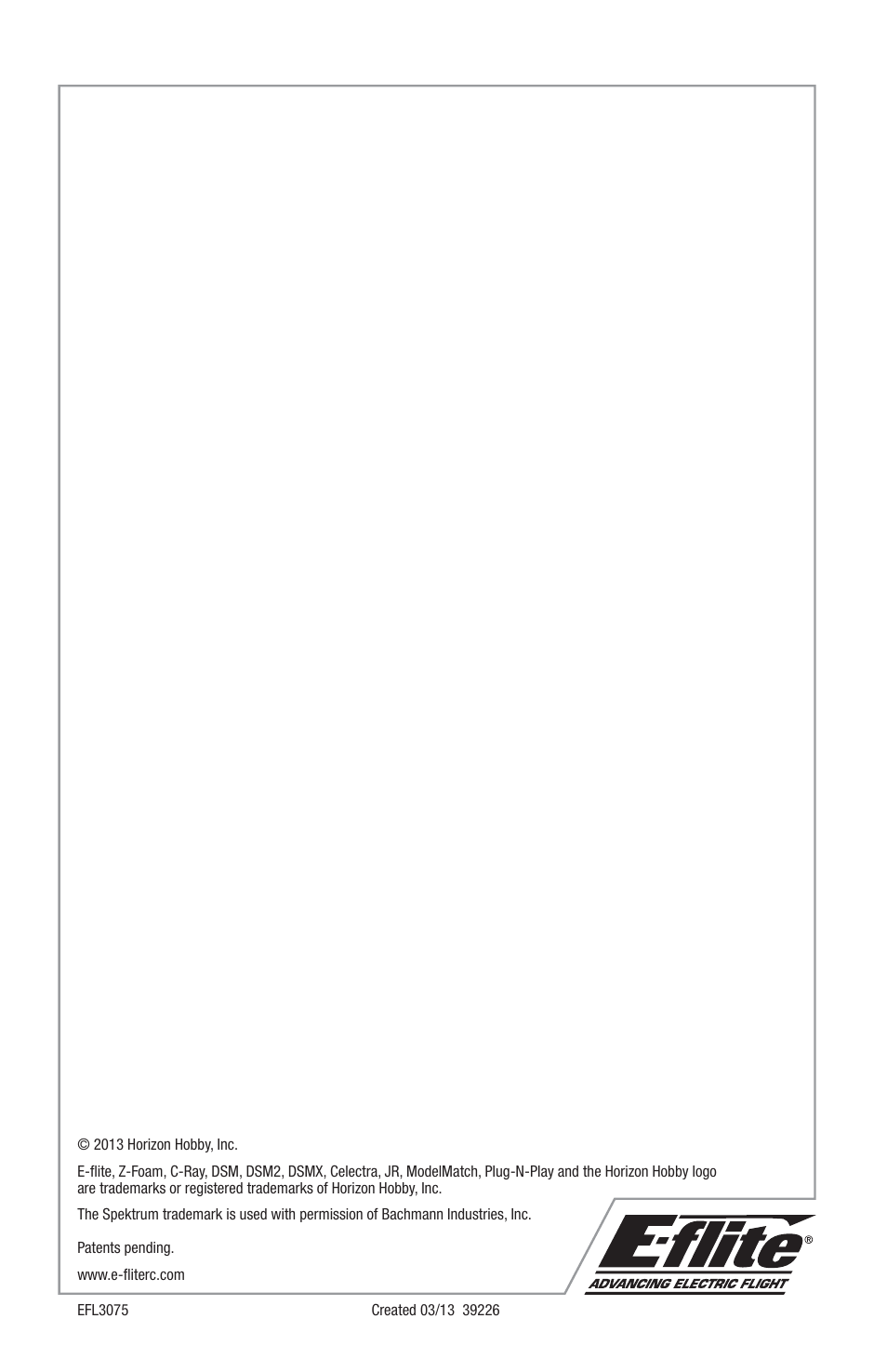 E-flite C-Ray 180 PNP User Manual | Page 18 / 18