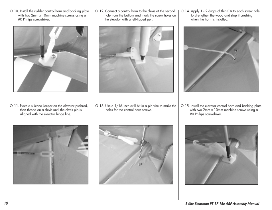 E-flite Stearman PT-17 15e ARF User Manual | Page 10 / 32