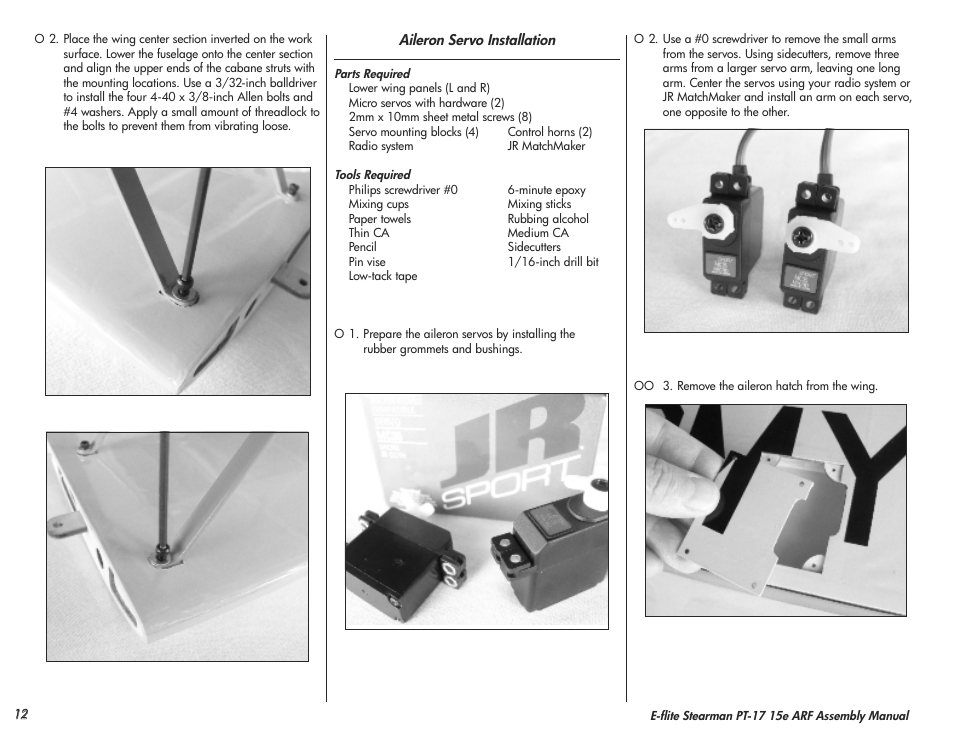 E-flite Stearman PT-17 15e ARF User Manual | Page 12 / 32