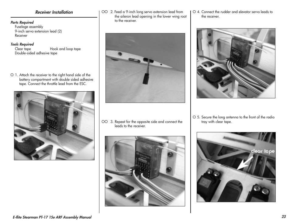 E-flite Stearman PT-17 15e ARF User Manual | Page 23 / 32