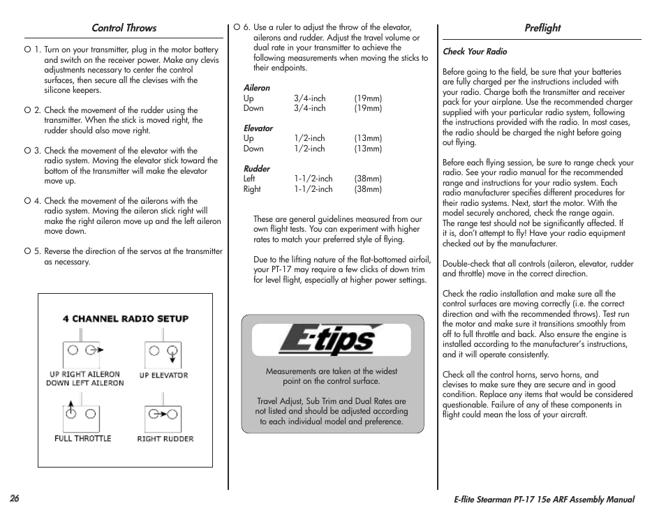 E-flite Stearman PT-17 15e ARF User Manual | Page 26 / 32