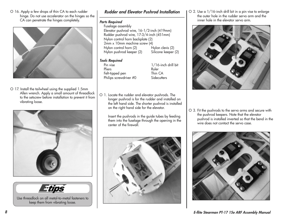 E-flite Stearman PT-17 15e ARF User Manual | Page 8 / 32