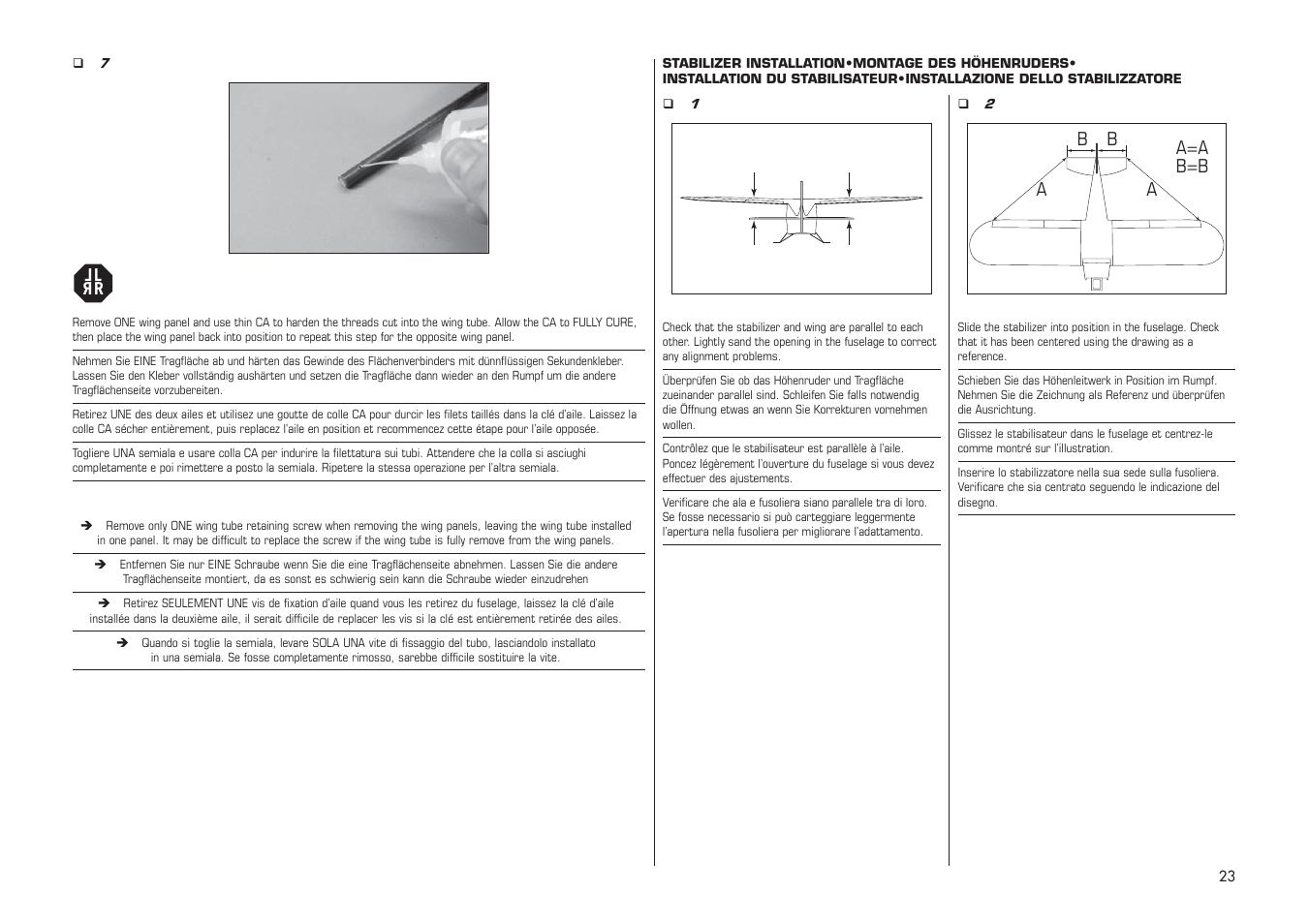 Ab b a=a b=b | E-flite PA-20 Pacer 10e ARF User Manual | Page 23 / 48