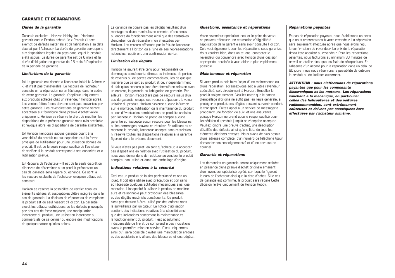 E-flite PA-20 Pacer 10e ARF User Manual | Page 44 / 48