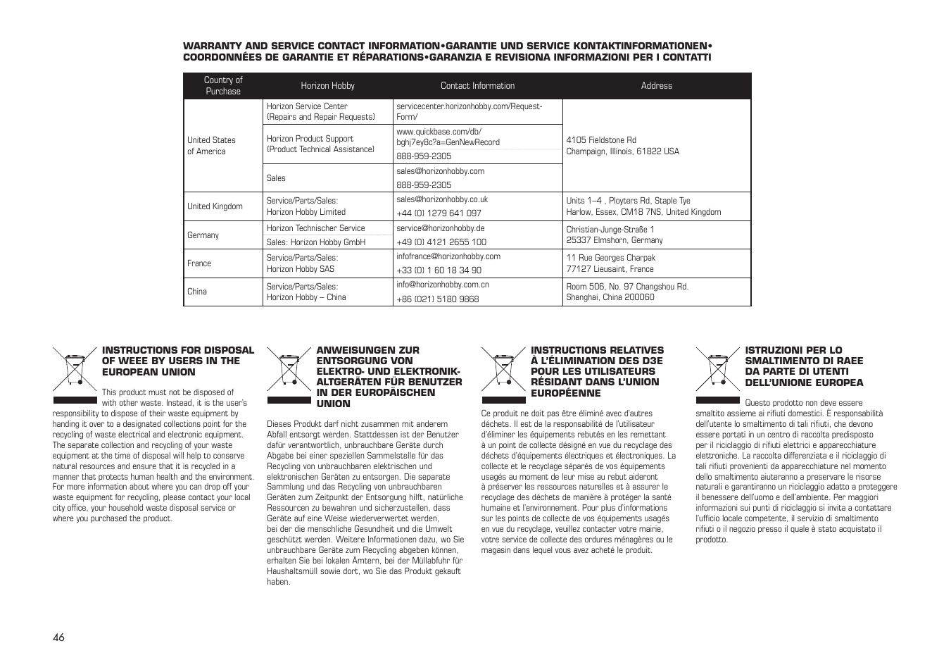 E-flite PA-20 Pacer 10e ARF User Manual | Page 46 / 48