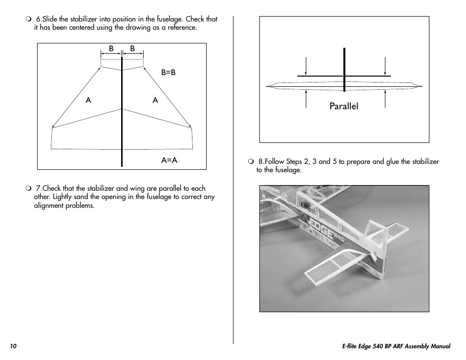 Parallel | E-flite Edge 540 BP 3D ARF User Manual | Page 10 / 32