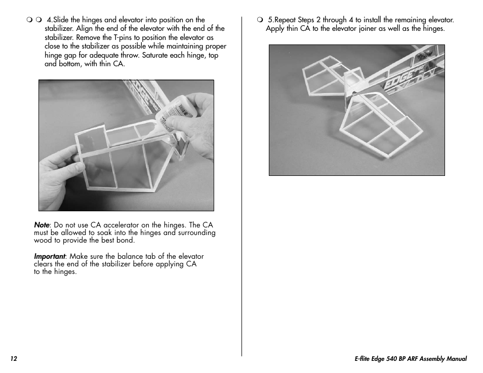 E-flite Edge 540 BP 3D ARF User Manual | Page 12 / 32