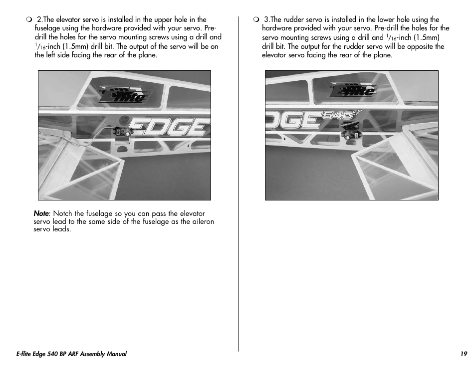 E-flite Edge 540 BP 3D ARF User Manual | Page 19 / 32