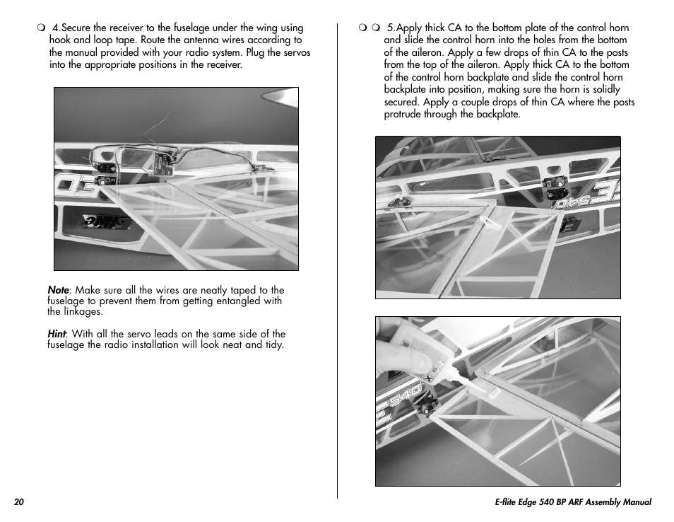 E-flite Edge 540 BP 3D ARF User Manual | Page 20 / 32