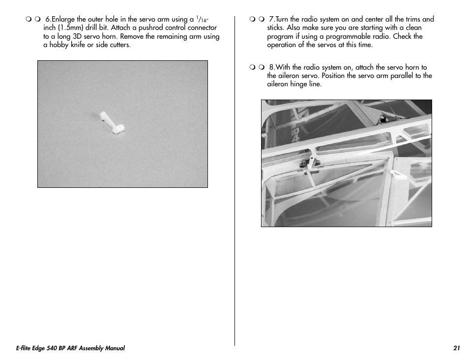 E-flite Edge 540 BP 3D ARF User Manual | Page 21 / 32