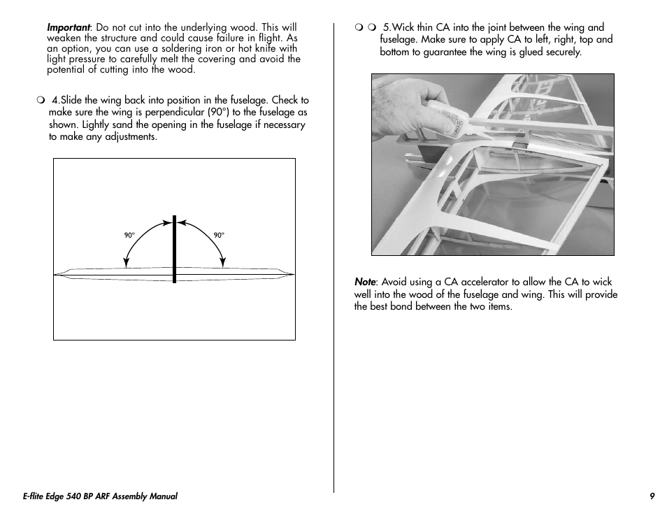 E-flite Edge 540 BP 3D ARF User Manual | Page 9 / 32