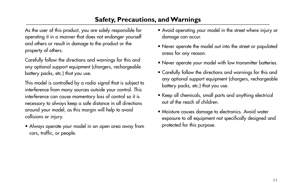 Safety, precautions, and warnings, Safety,.precautions,.and.warnings | E-flite Extra 260 3D Profile User Manual | Page 11 / 44
