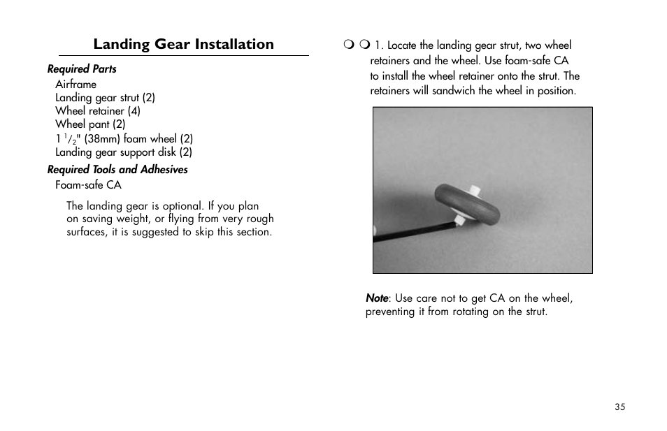 Landing gear installation, Landing.gear.installation | E-flite Extra 260 3D Profile User Manual | Page 35 / 44