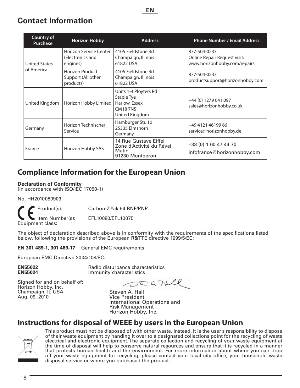 E-flite Carbon-Z Yak 54 PNP User Manual | Page 18 / 19