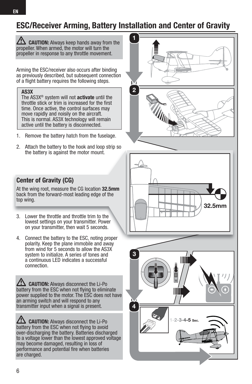 Center of gravity (cg) | E-flite UMX Pitts S-1S BNF Basic User Manual | Page 6 / 16