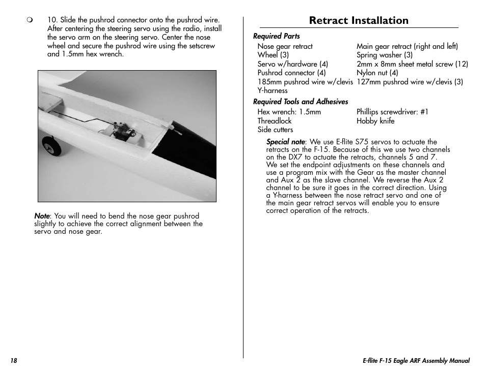 Retract installation | E-flite F-15 Eagle DF ARF User Manual | Page 18 / 36