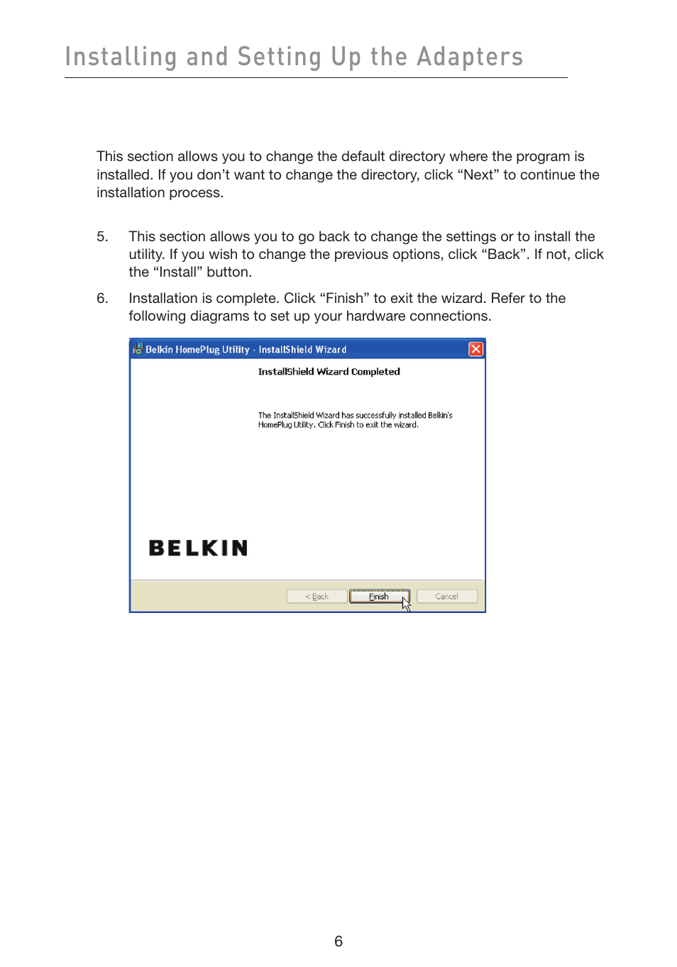 Installing and setting up the adapters | Belkin F5D4071 User Manual | Page 8 / 22