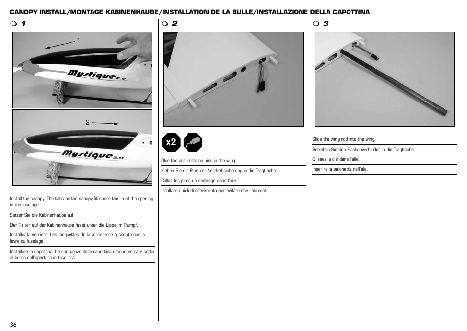 E-flite Mystique 2.9m ARF User Manual | Page 36 / 58