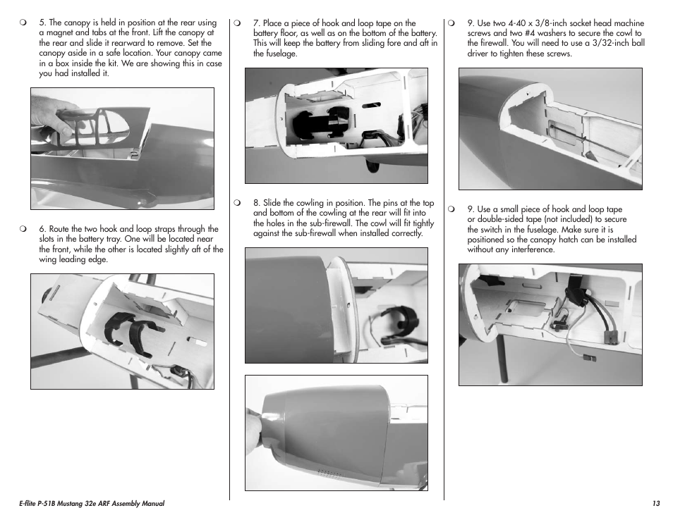 E-flite P-51B Mustang 32e ARF User Manual | Page 13 / 48