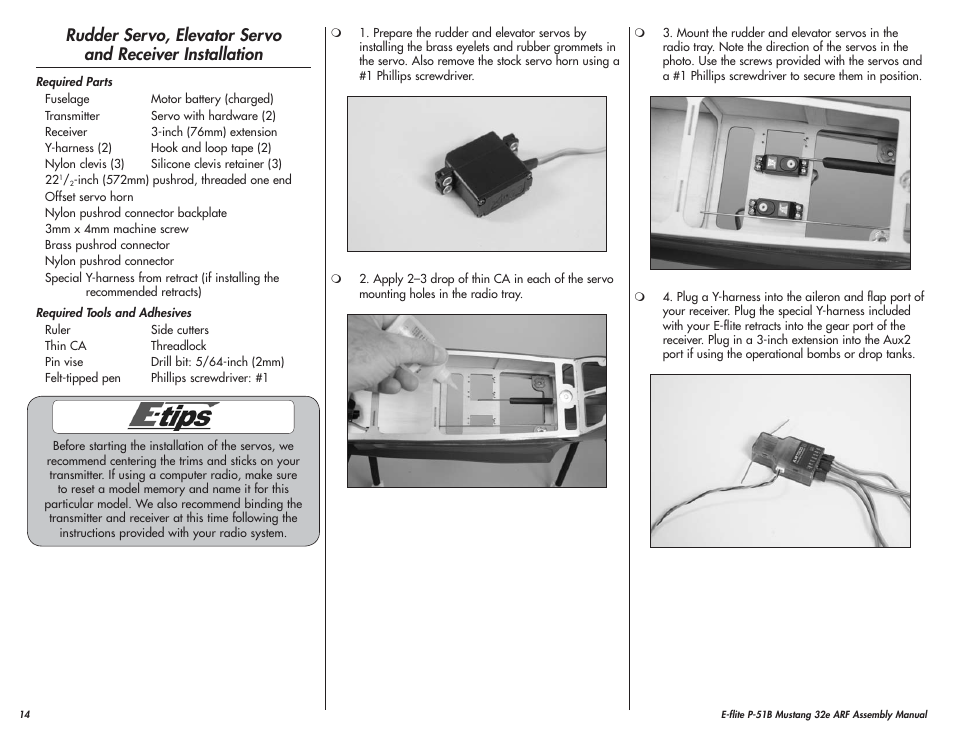 E-flite P-51B Mustang 32e ARF User Manual | Page 14 / 48