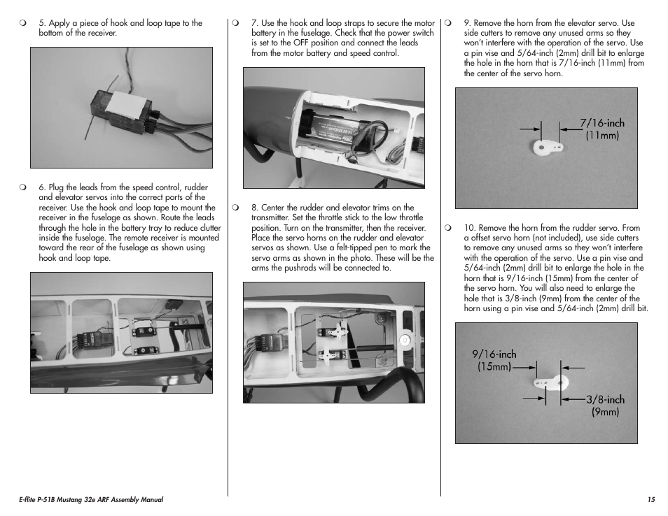 E-flite P-51B Mustang 32e ARF User Manual | Page 15 / 48