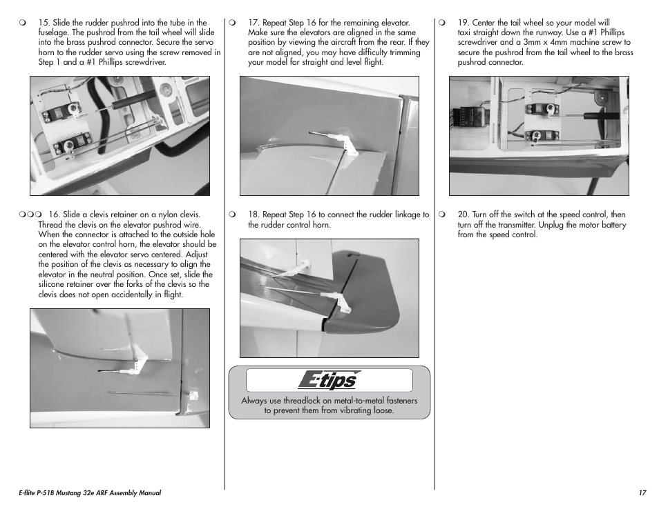 E-flite P-51B Mustang 32e ARF User Manual | Page 17 / 48