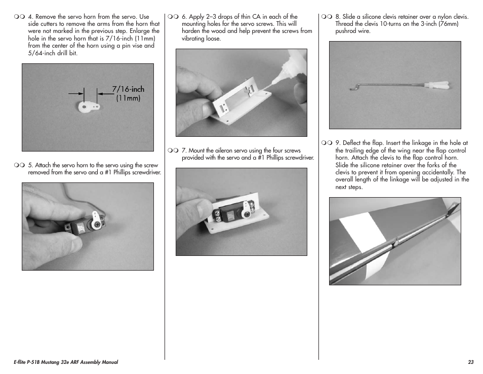 E-flite P-51B Mustang 32e ARF User Manual | Page 23 / 48