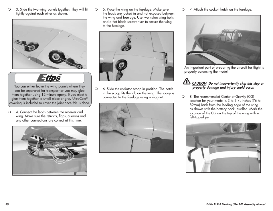 E-flite P-51B Mustang 32e ARF User Manual | Page 30 / 48