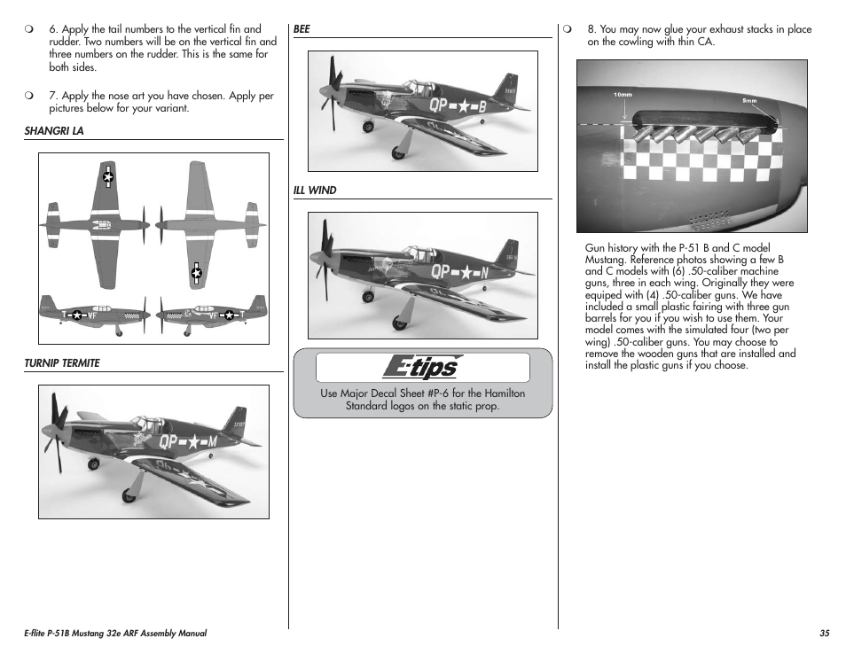 E-flite P-51B Mustang 32e ARF User Manual | Page 35 / 48