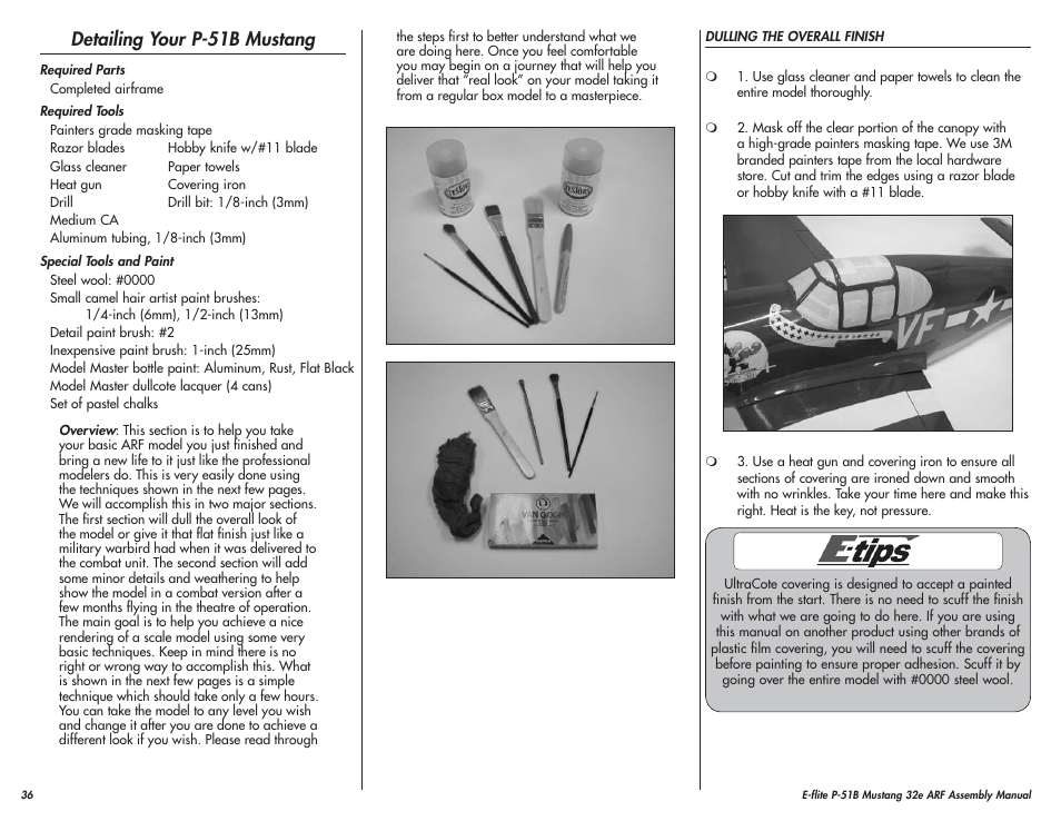 Detailing your p-51b mustang | E-flite P-51B Mustang 32e ARF User Manual | Page 36 / 48