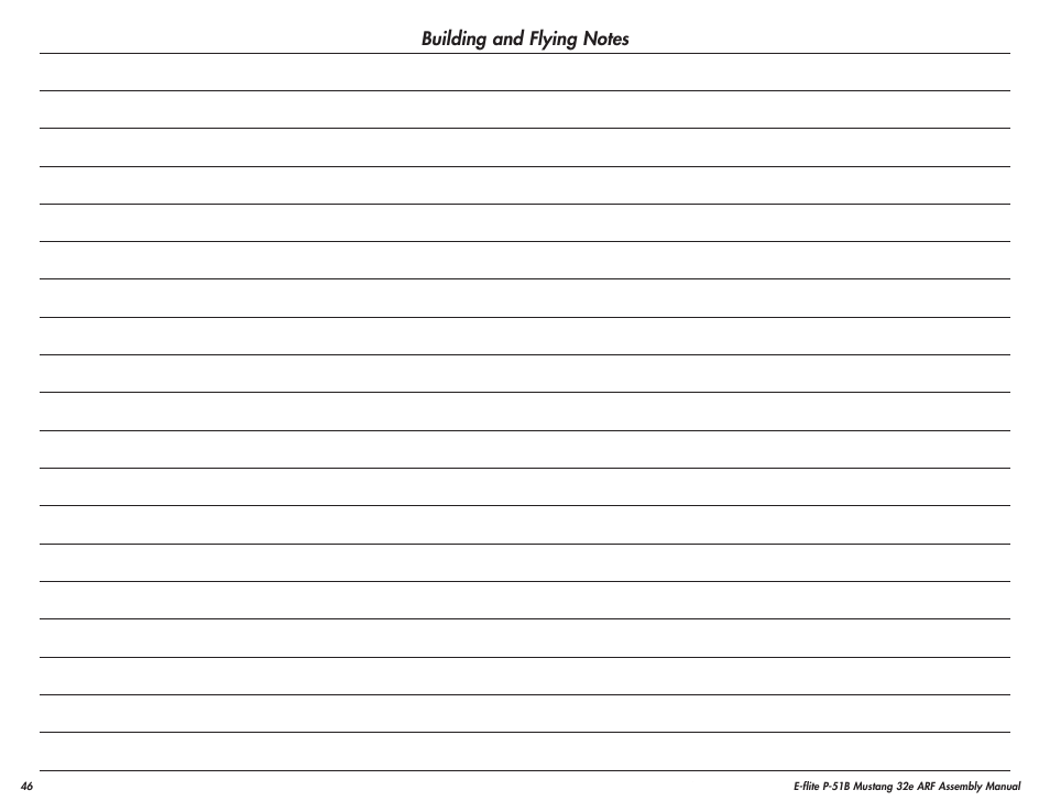 E-flite P-51B Mustang 32e ARF User Manual | Page 46 / 48