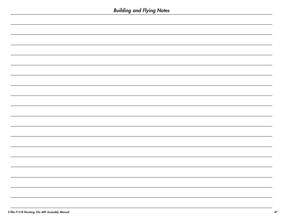 E-flite P-51B Mustang 32e ARF User Manual | Page 47 / 48