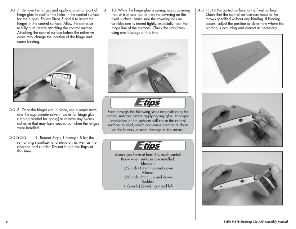 E-flite P-51B Mustang 32e ARF User Manual | Page 6 / 48