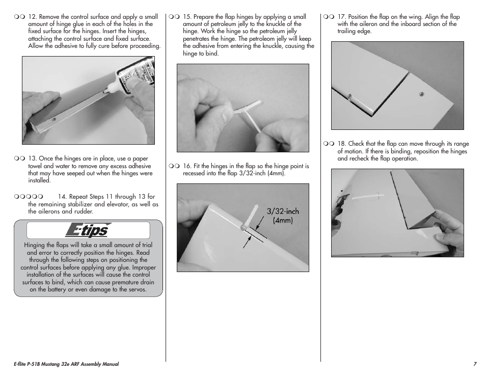 E-flite P-51B Mustang 32e ARF User Manual | Page 7 / 48