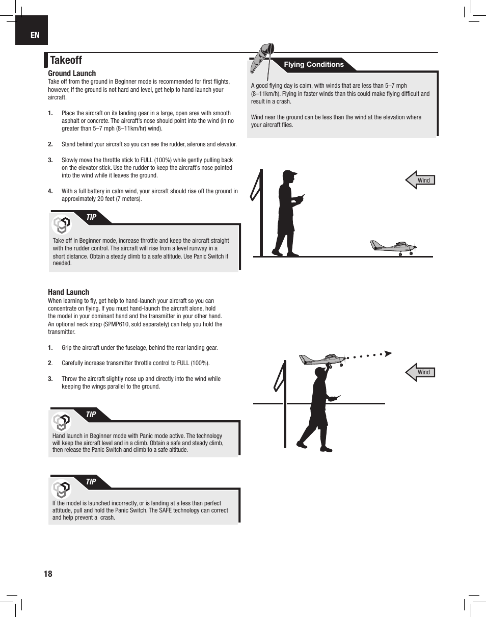 Takeoff | E-flite Apprentice S 15e RTF with SAFE User Manual | Page 18 / 28