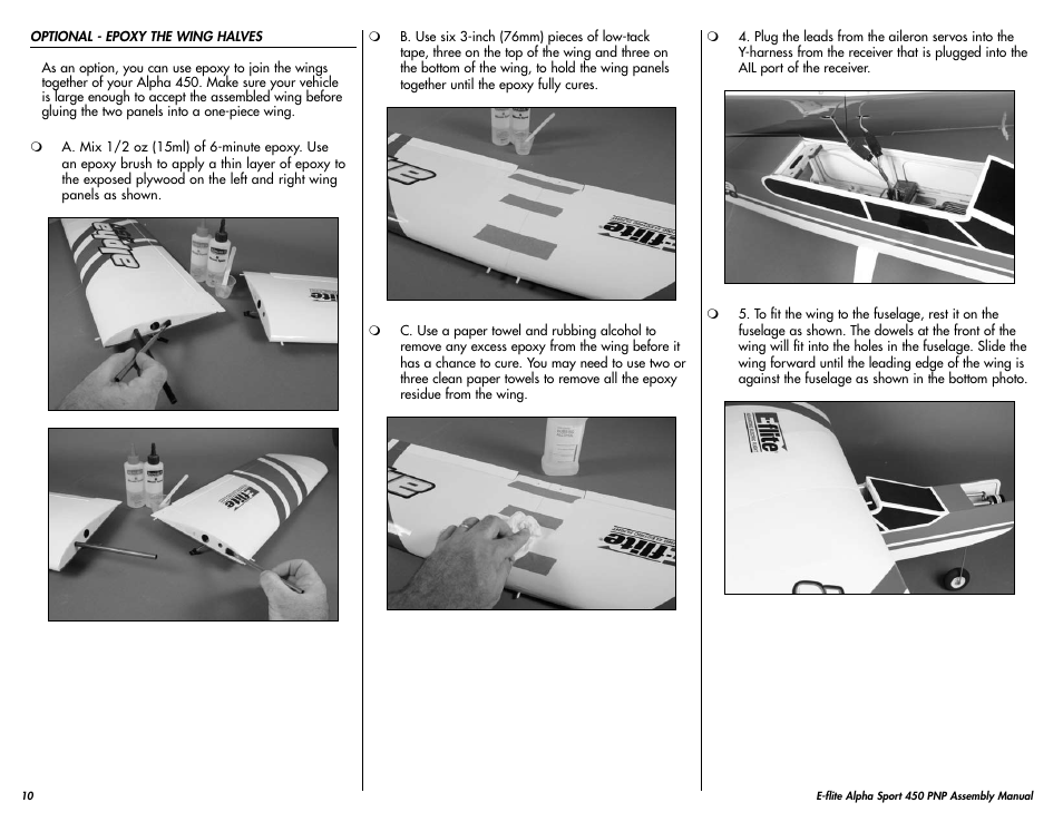 E-flite Alpha 450 Sport PNP User Manual | Page 10 / 24