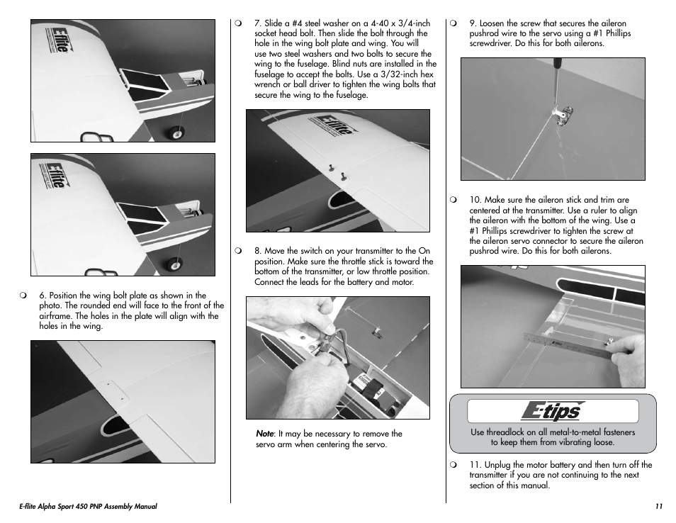 E-flite Alpha 450 Sport PNP User Manual | Page 11 / 24