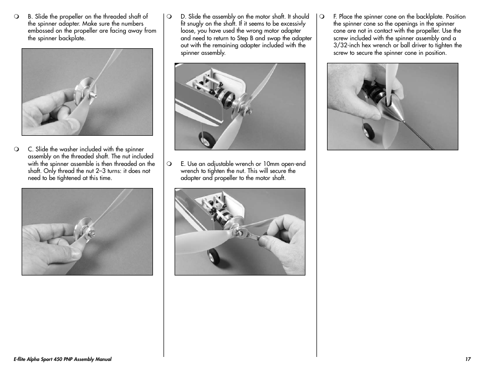 E-flite Alpha 450 Sport PNP User Manual | Page 17 / 24