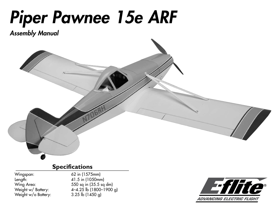 E-flite Piper Pawnee 15e ARF User Manual | 48 pages