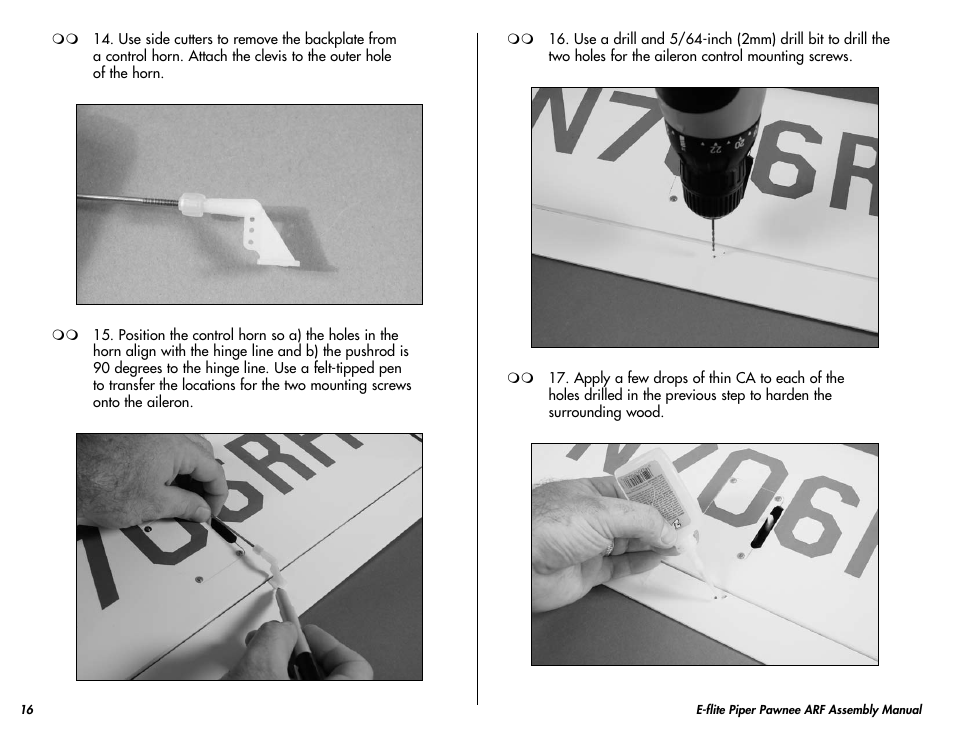 E-flite Piper Pawnee 15e ARF User Manual | Page 16 / 48